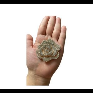 Camellia Flower brooch with rhinestones